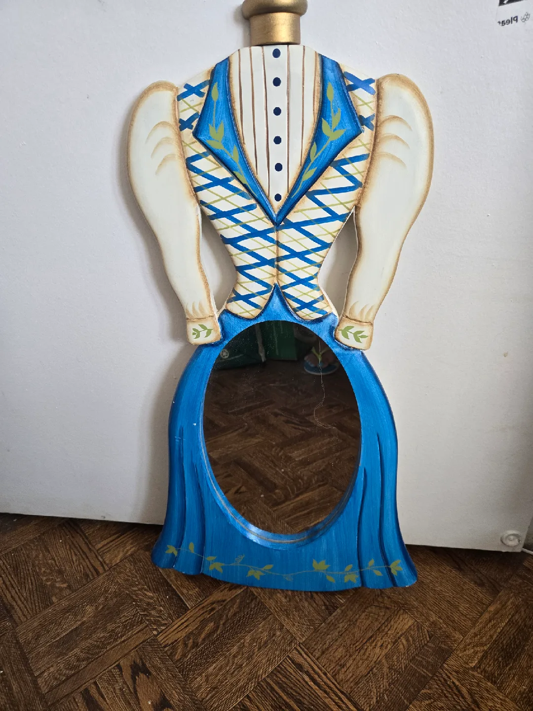 Decorative Dress Form Mirror - Blue & White