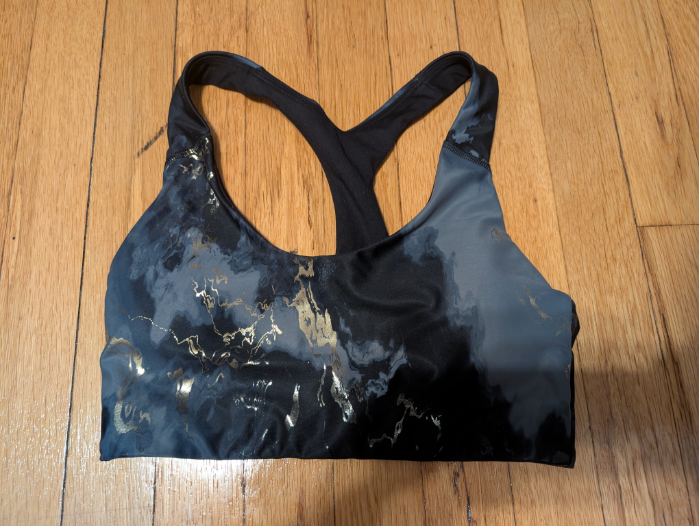 old Navy small Black Marble Gold Accent Activewear Set