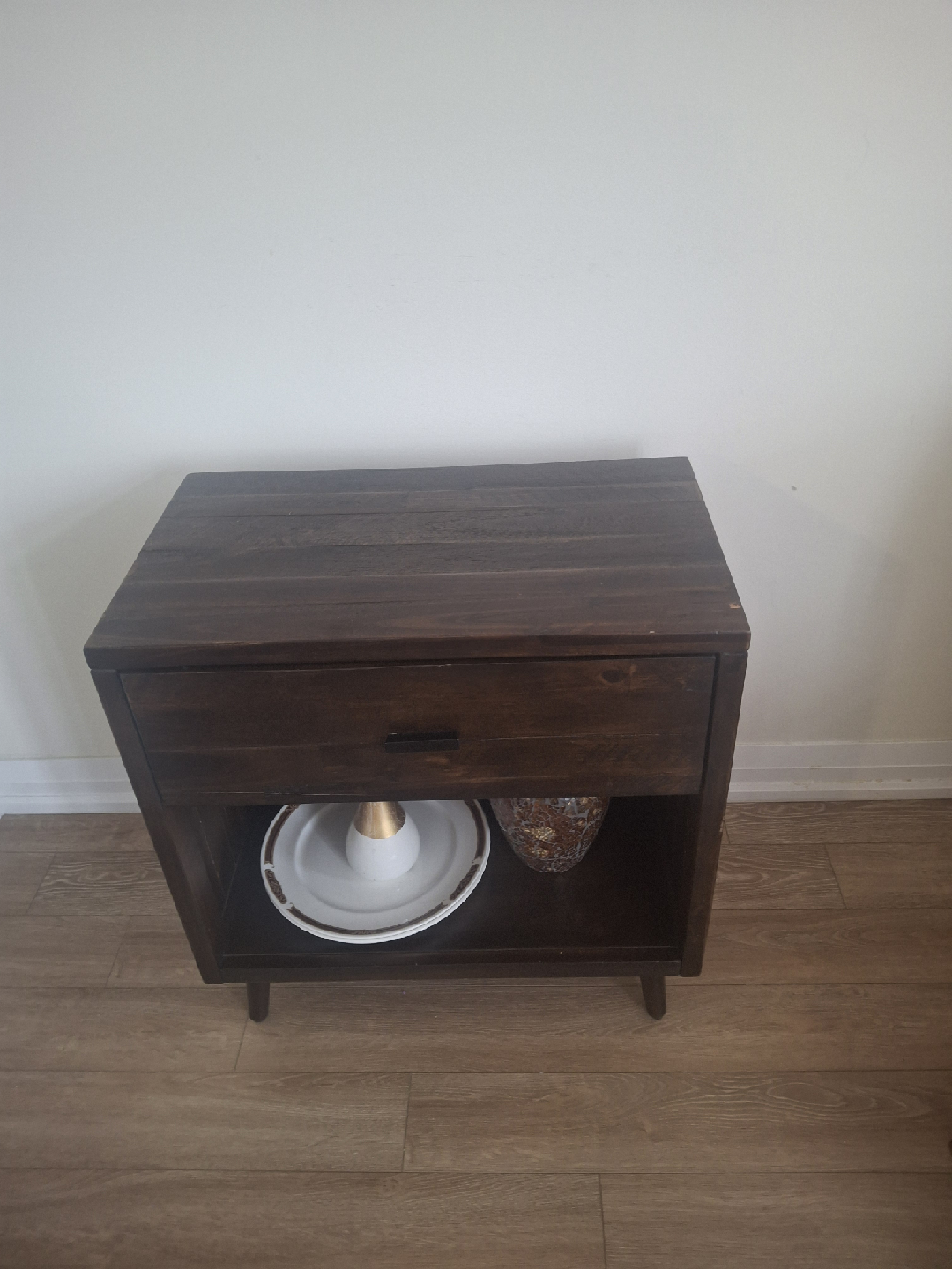 Dark Brown Wood Nightstand
