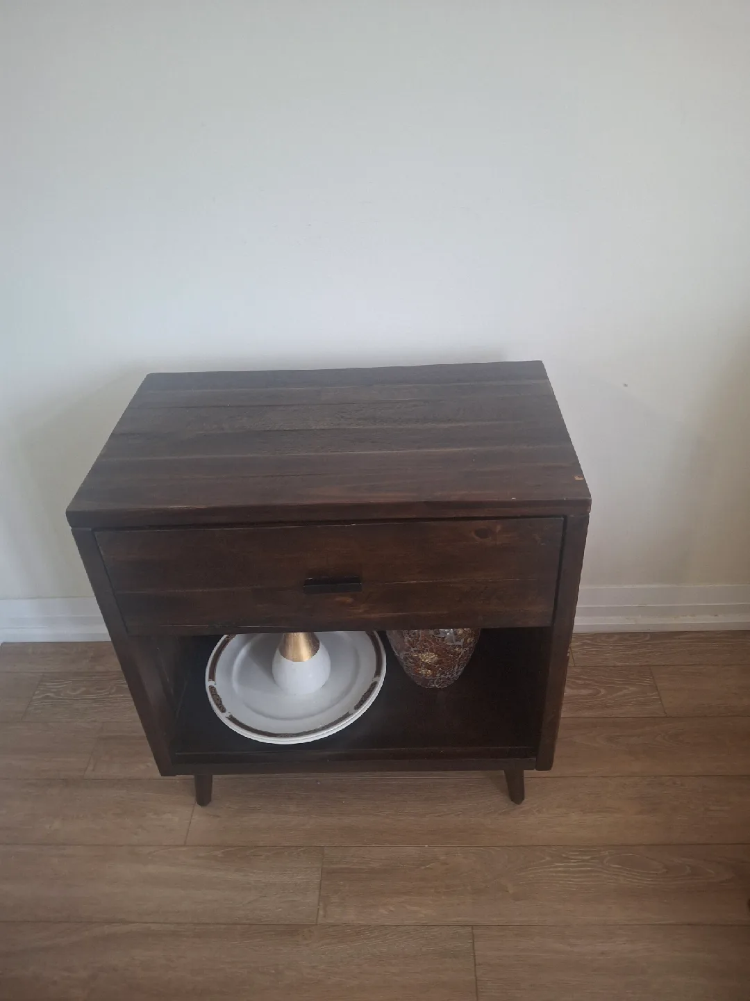 Dark Brown Wood Nightstand thumbnail