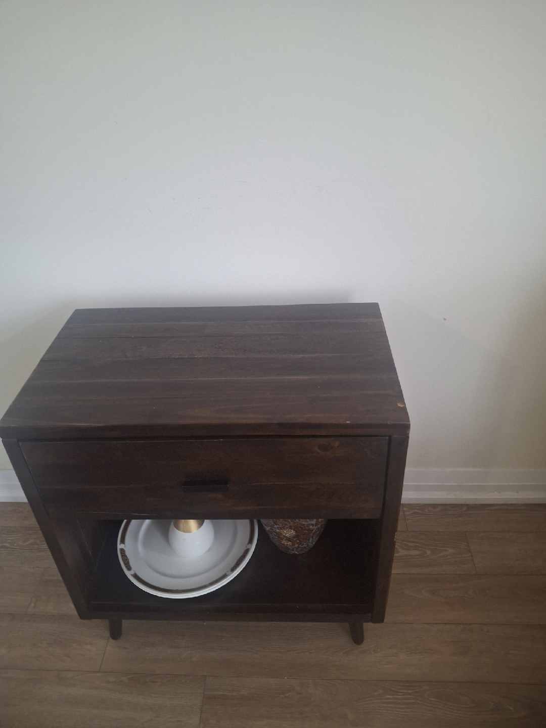 Dark Brown Wood Nightstand - photo 2