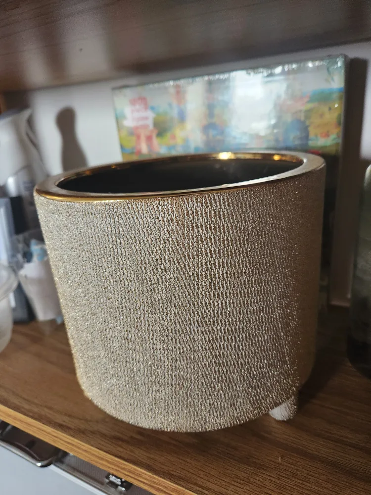 Gold Textured Decorative Planter