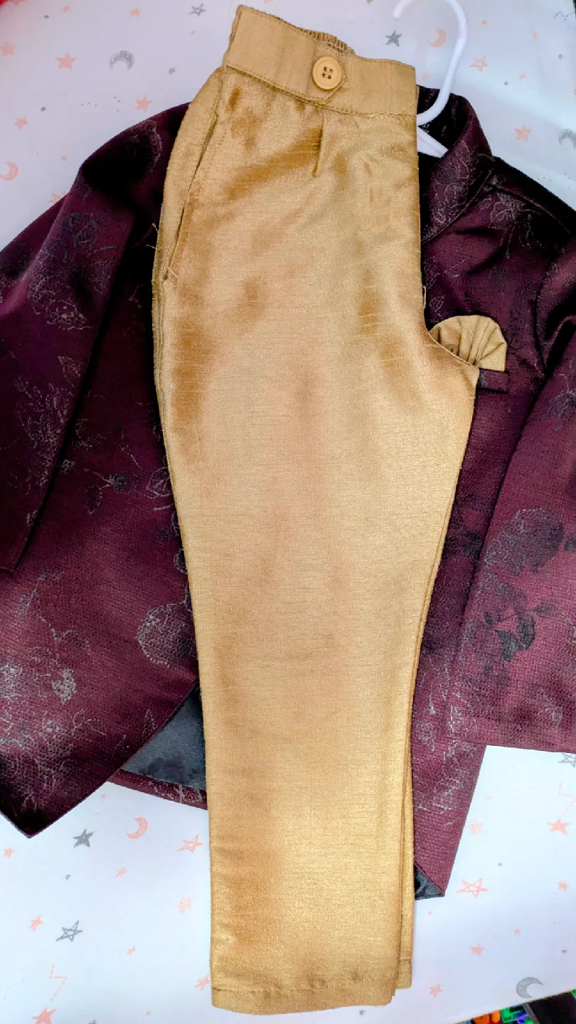 Boys Burgundy Floral Suit Set image indicator(2)