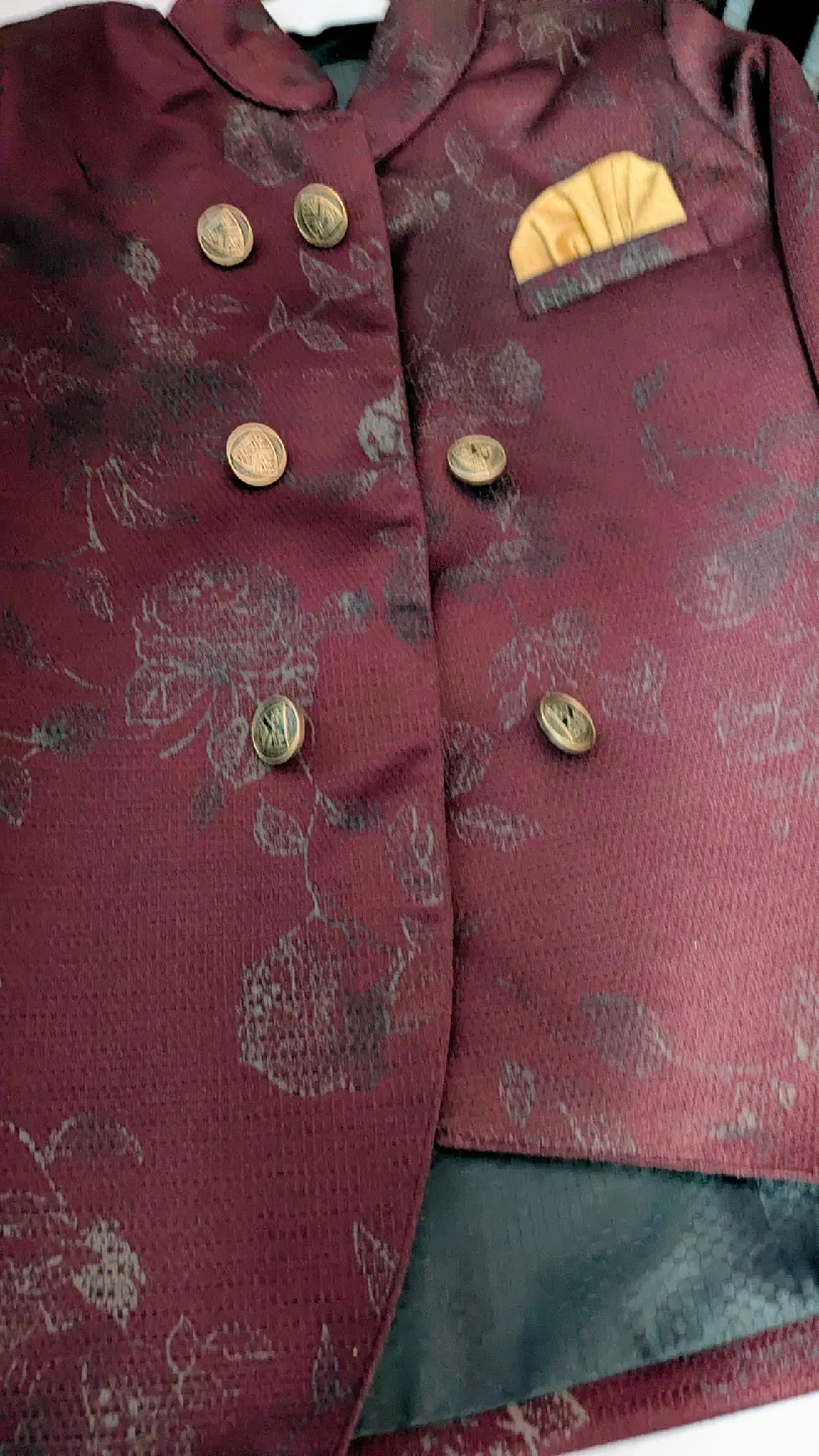 Boys Burgundy Floral Suit Set image indicator(3)