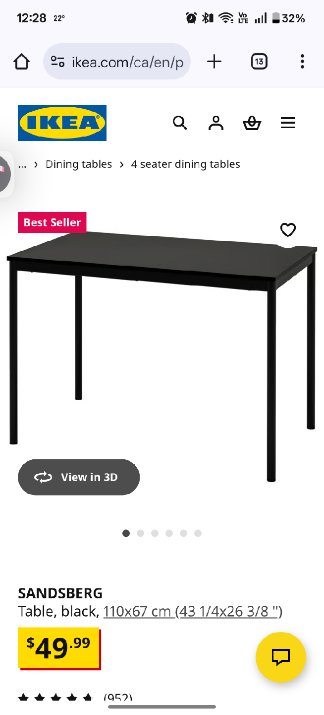 IKEA Sandsberg Black Table - 43x26" - photo 3