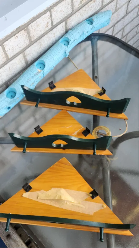 Set of 3 Wooden Corner Shelves with Hooks image indicator(3)