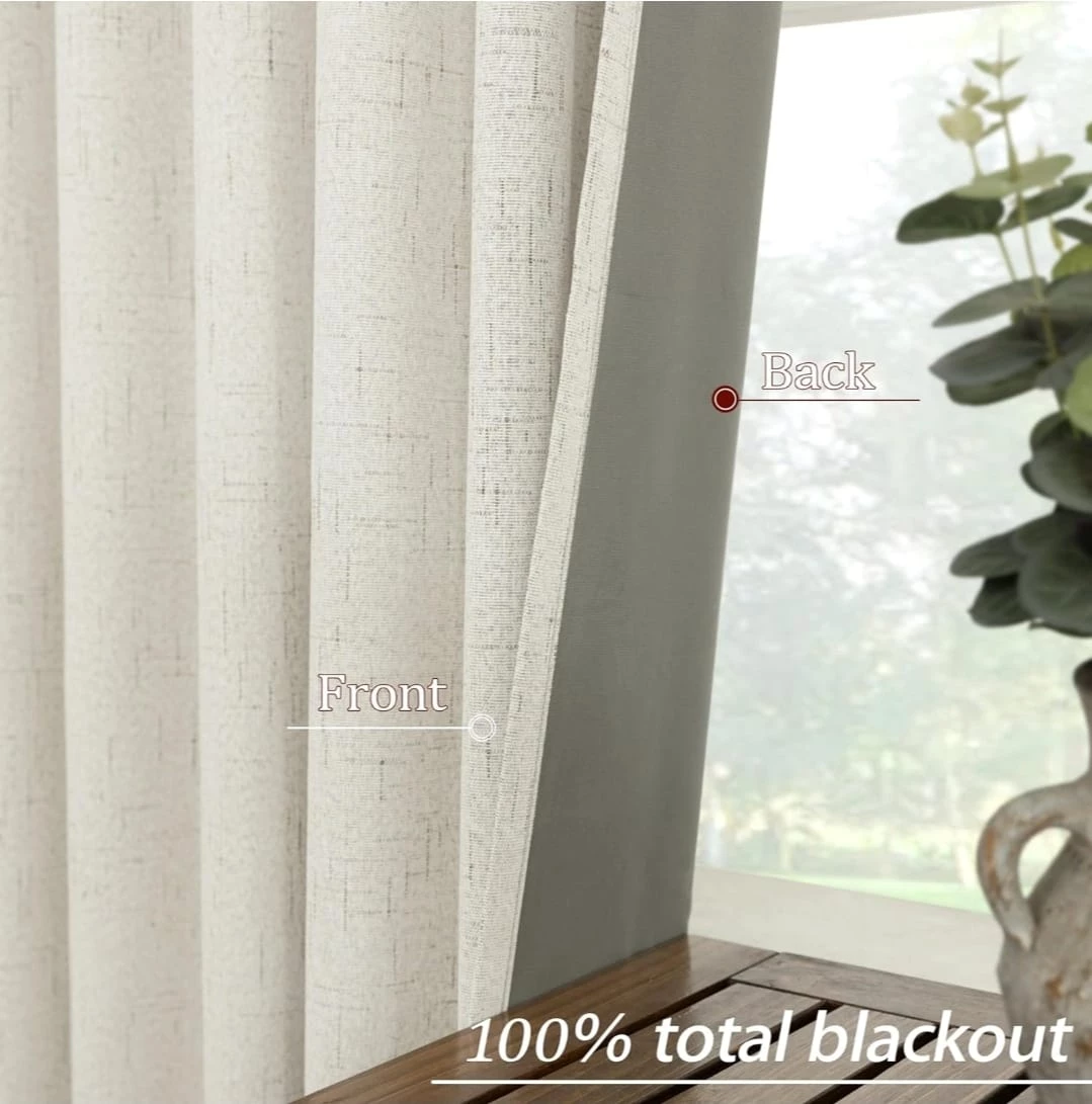 Off-White Linen Blackout Curtains - photo 3