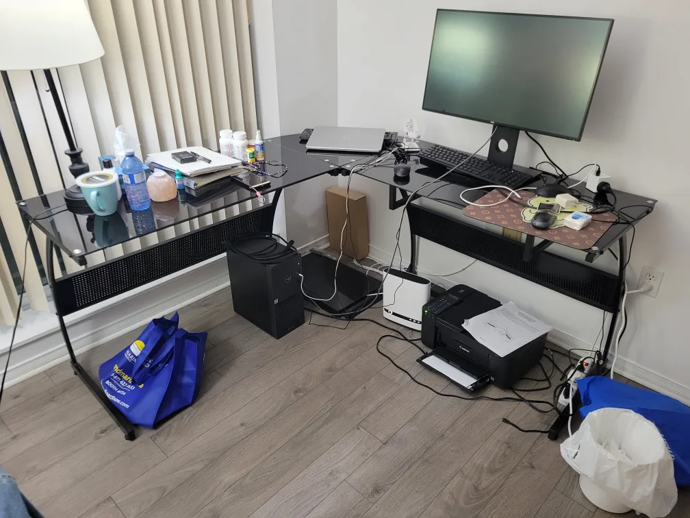 URGENT Black Glass Computer Desk