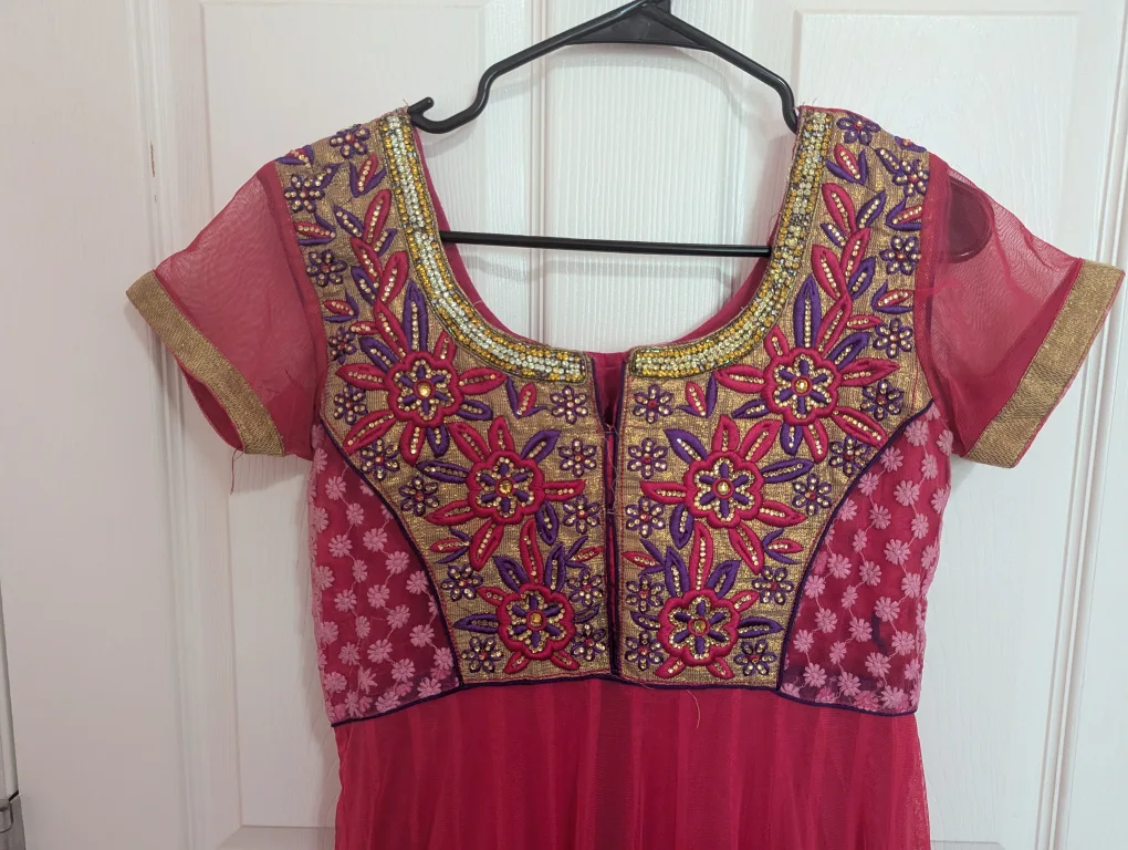 Pink Embroidered Anarkali Suit image indicator(2)