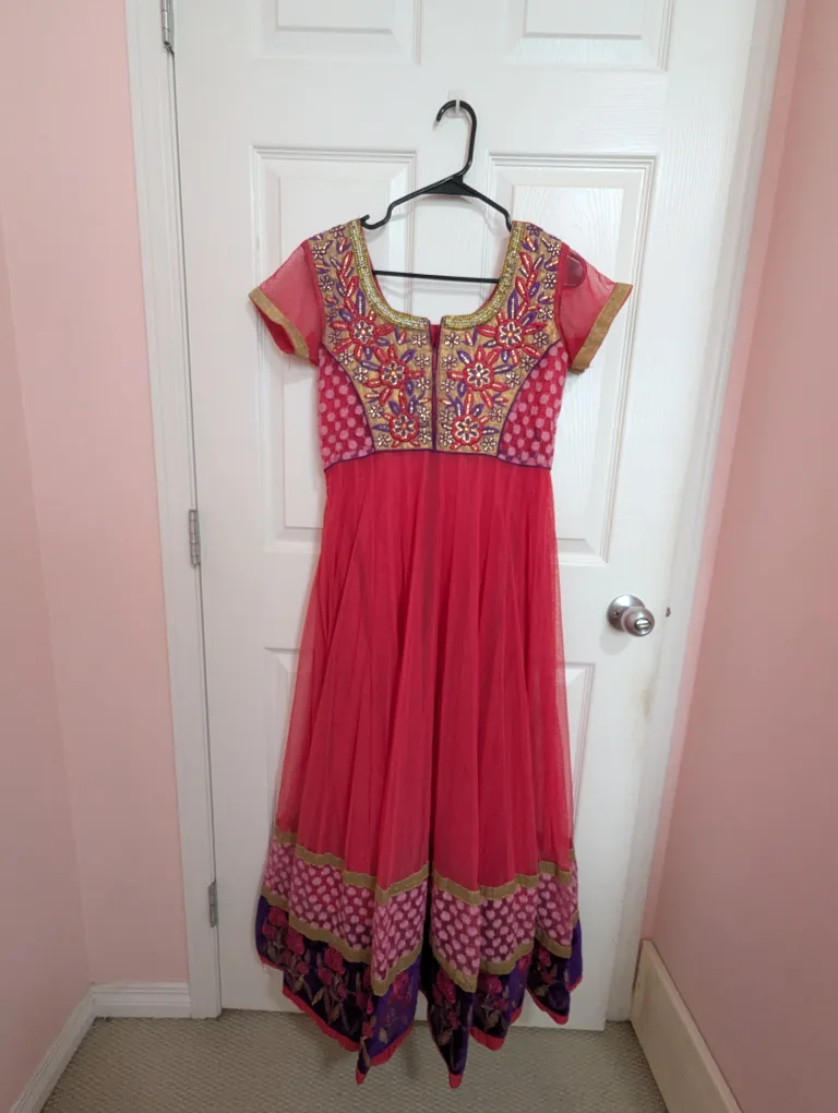 Pink Embroidered Anarkali Suit image indicator(3)