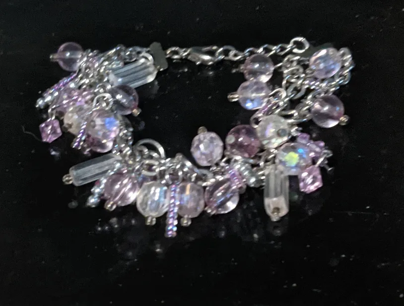 Purple Beaded Charm Bracelet thumbnail