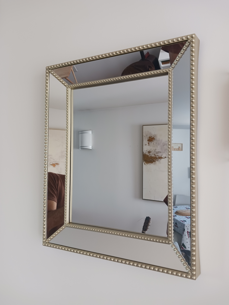 Elegant Beveled Wall Mirror with Decorative Studded Frame - photo 3