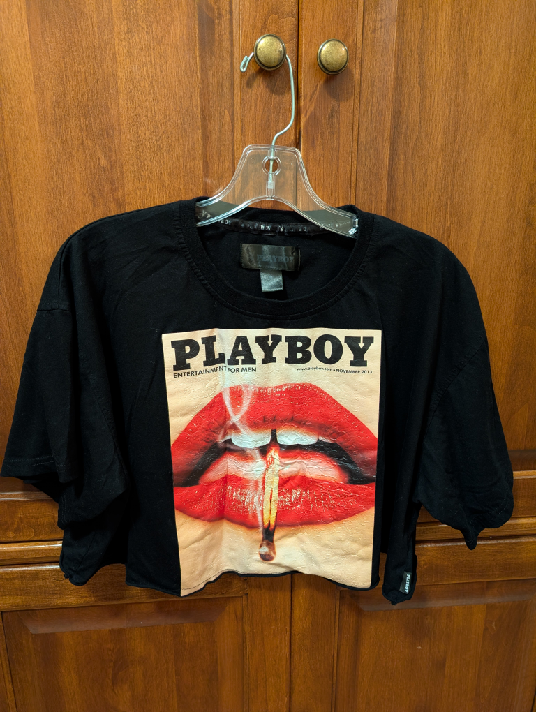 Playboy Black Crop Top - Size M