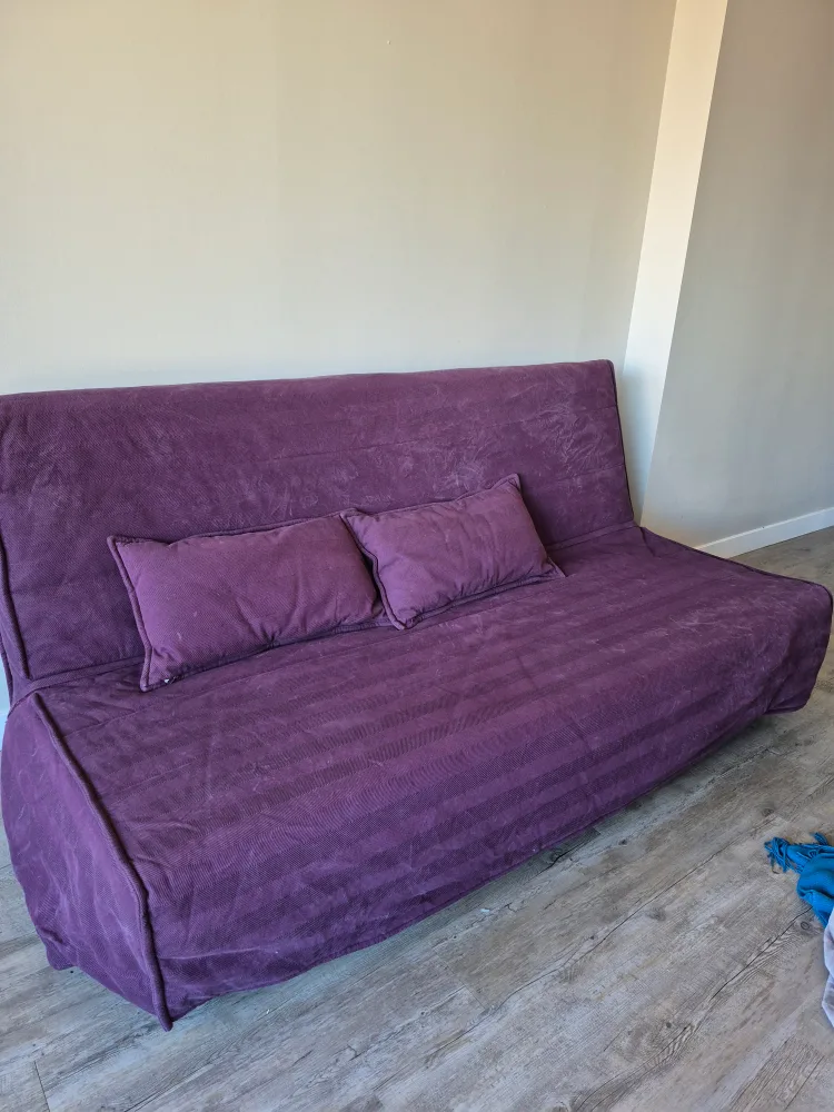 Purple Futon Sofa Bed with Pillows image indicator(2)