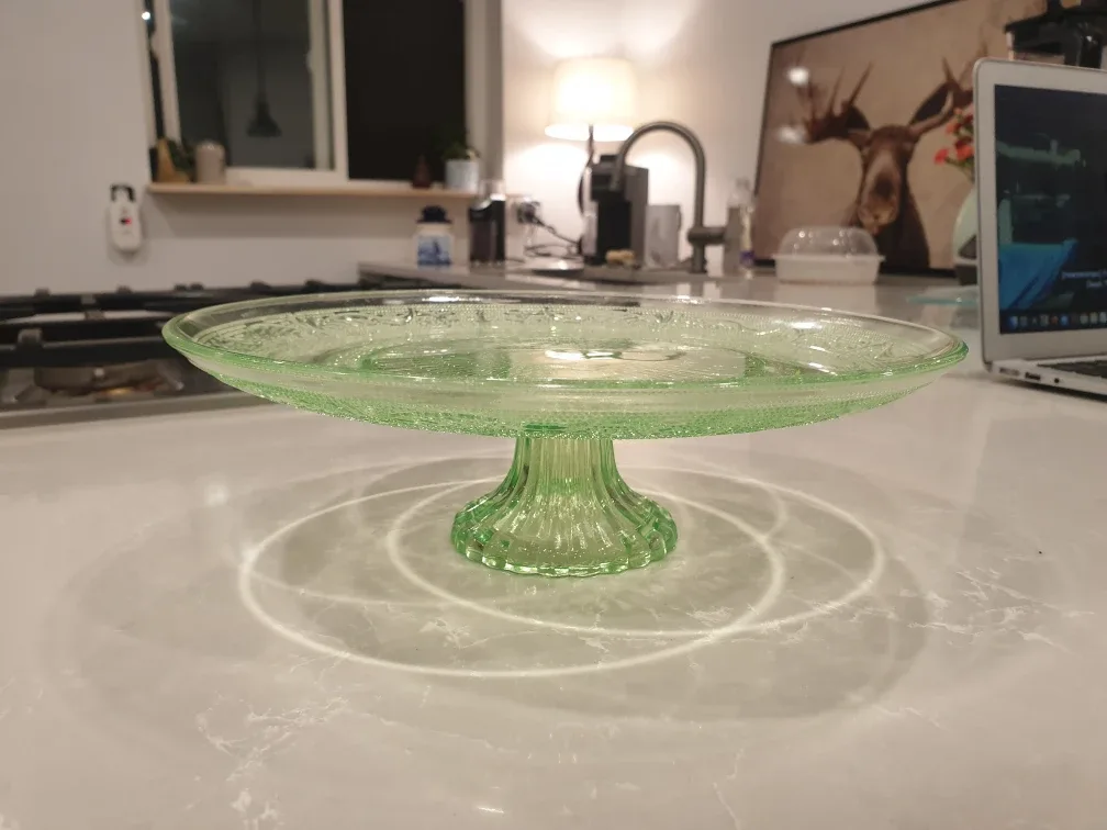 Vintage Green Depression Glass Cake Stand image indicator(2)