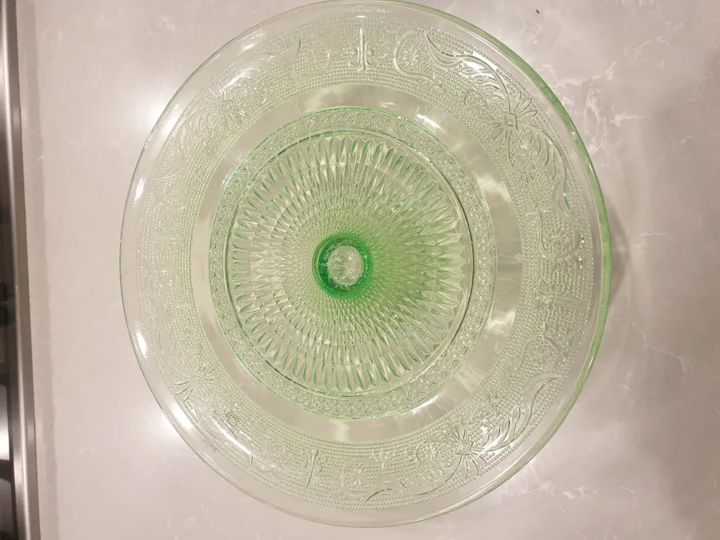 Vintage Green Depression Glass Cake Stand image indicator(3)