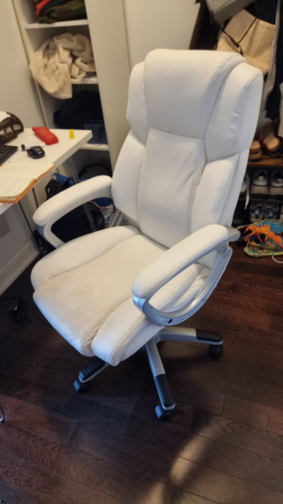 White Leather Ergonomic Office Chair