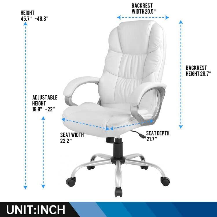 White Leather Ergonomic Office Chair - photo 2