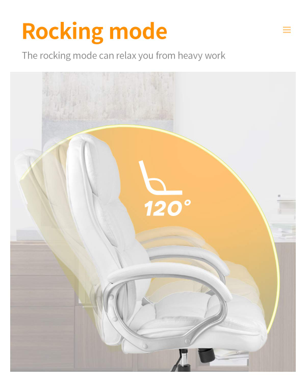 White Leather Ergonomic Office Chair - photo 5