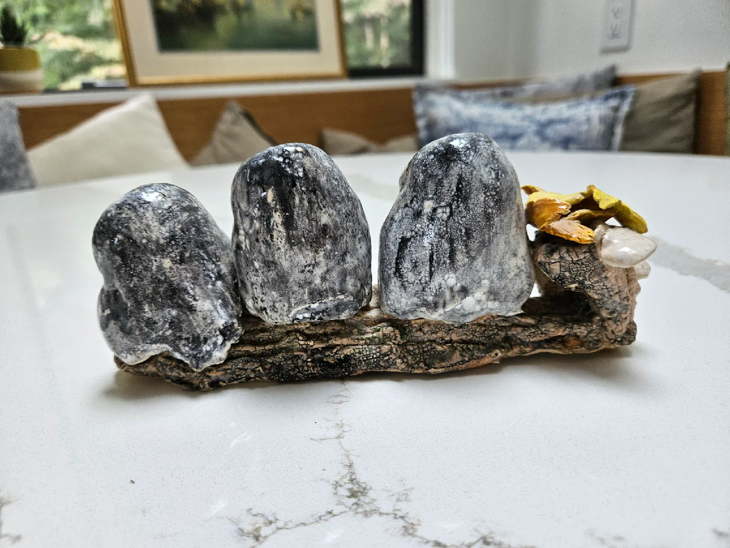 Handmade Ceramic Owl Figurine on Branch image indicator(4)