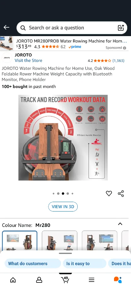 JOROTO MR280PROB Water Rowing Machine image indicator(5)