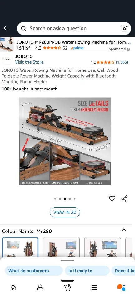 JOROTO MR280PROB Water Rowing Machine image indicator(6)