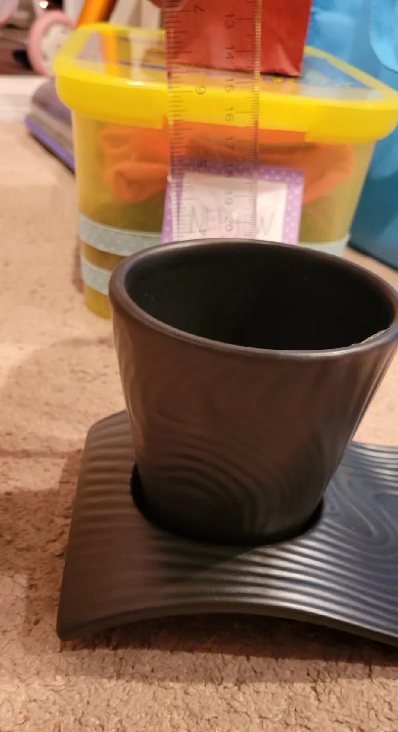 Black Ceramic Cup and Plate Set image indicator(4)