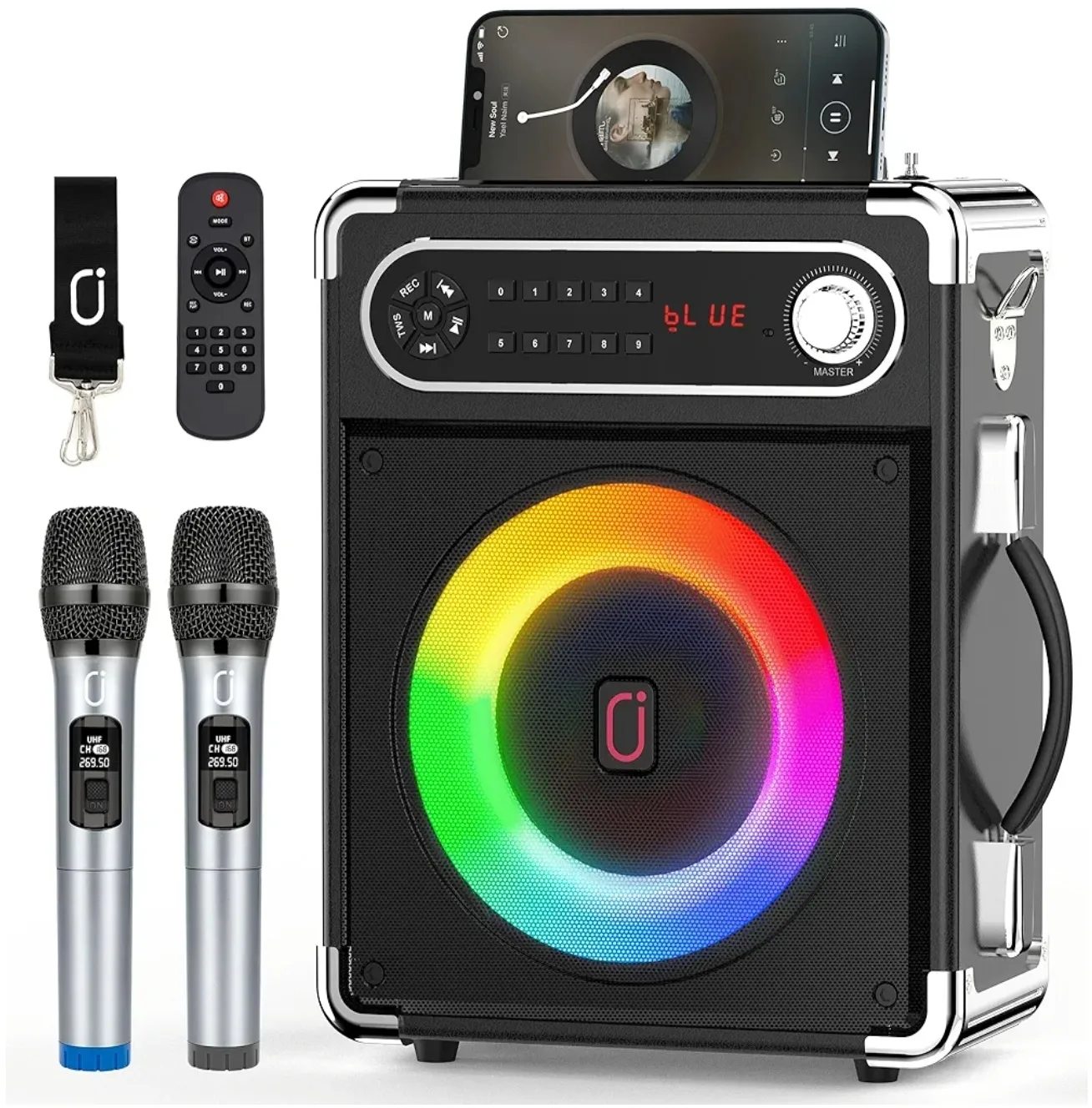 JYX Karaoke Machine with Two Wireless Microphones thumbnail