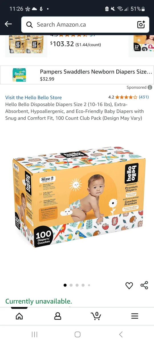 Hello Bello Size 2 Diapers (50 Count) thumbnail