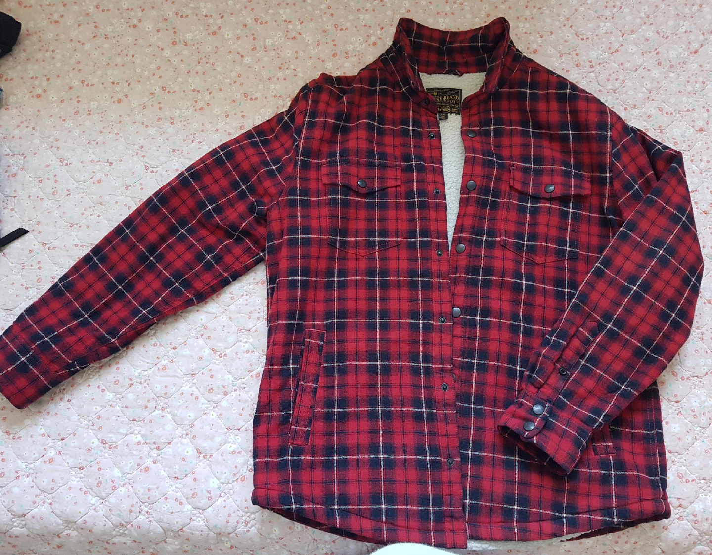 Lucky Brand L/G Red Plaid Sherpa Lined Shirt Jacket - photo 5
