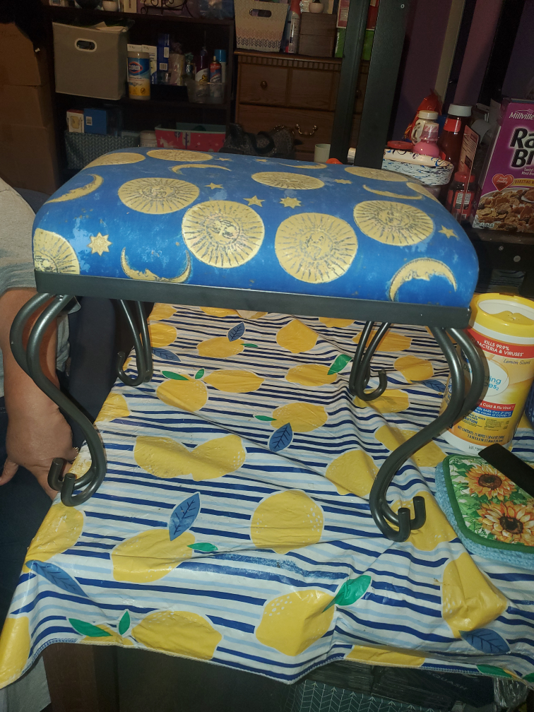 Blue and Gold Celestial Pattern Stool