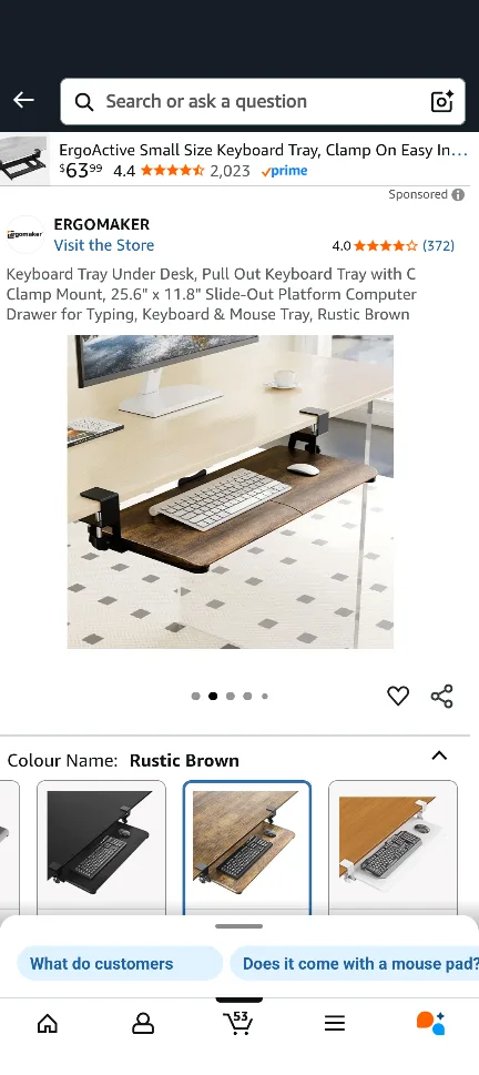 Ergomaker Keyboard Tray Under Desk - Rustic Brown image indicator(2)