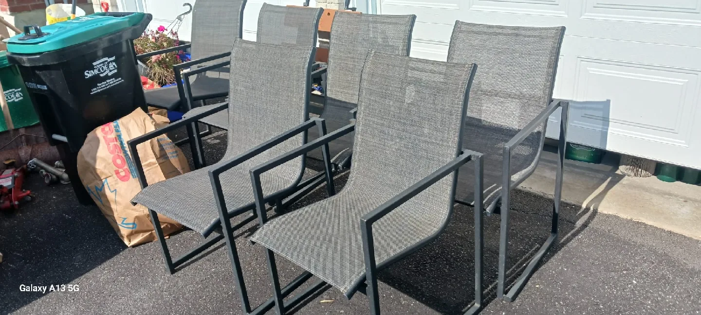 Set of 6 Patio Chairs - Grey thumbnail