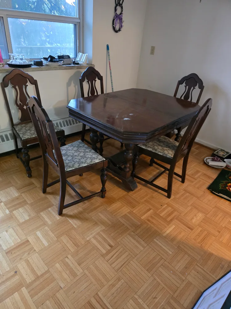 Antique Dining Table with 5 Chairs