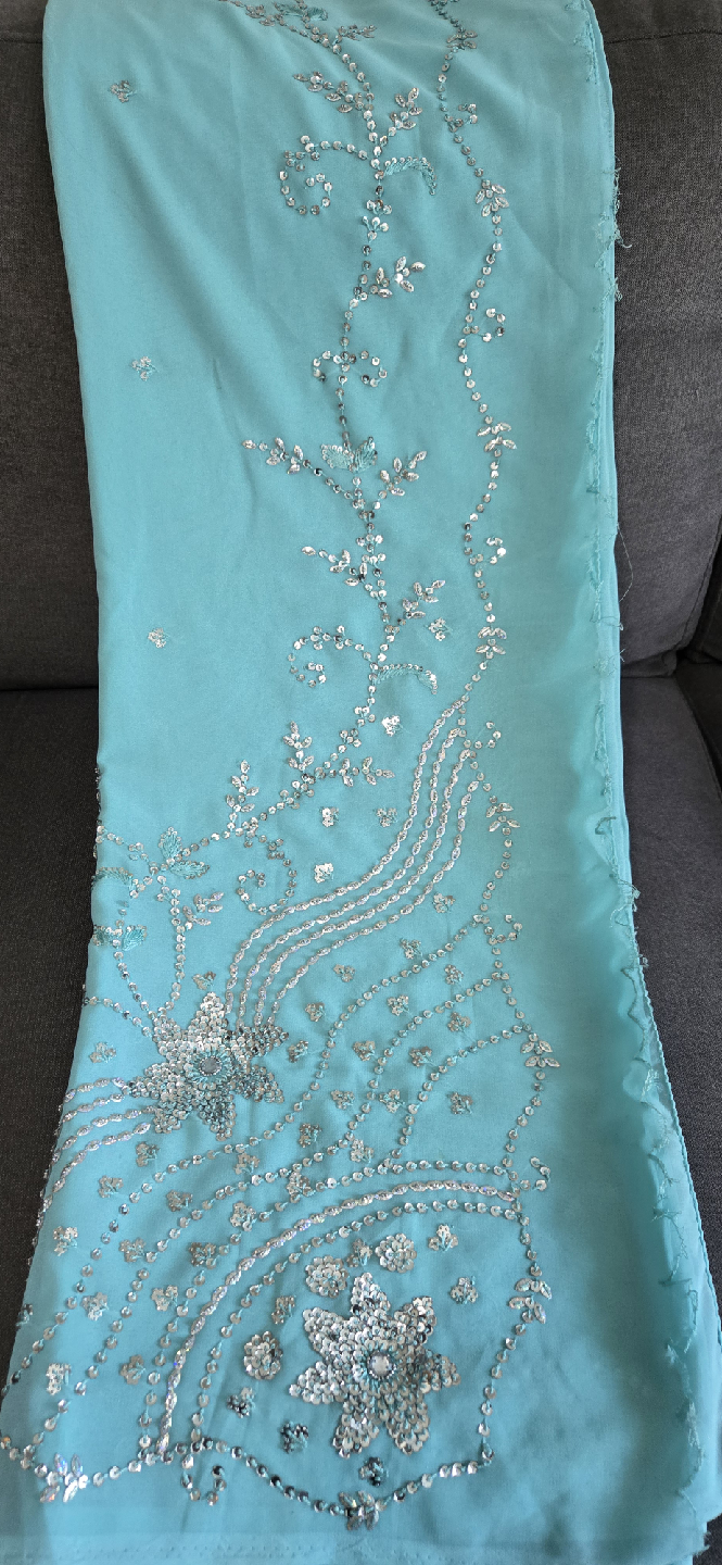 Light Blue Sequin Sari