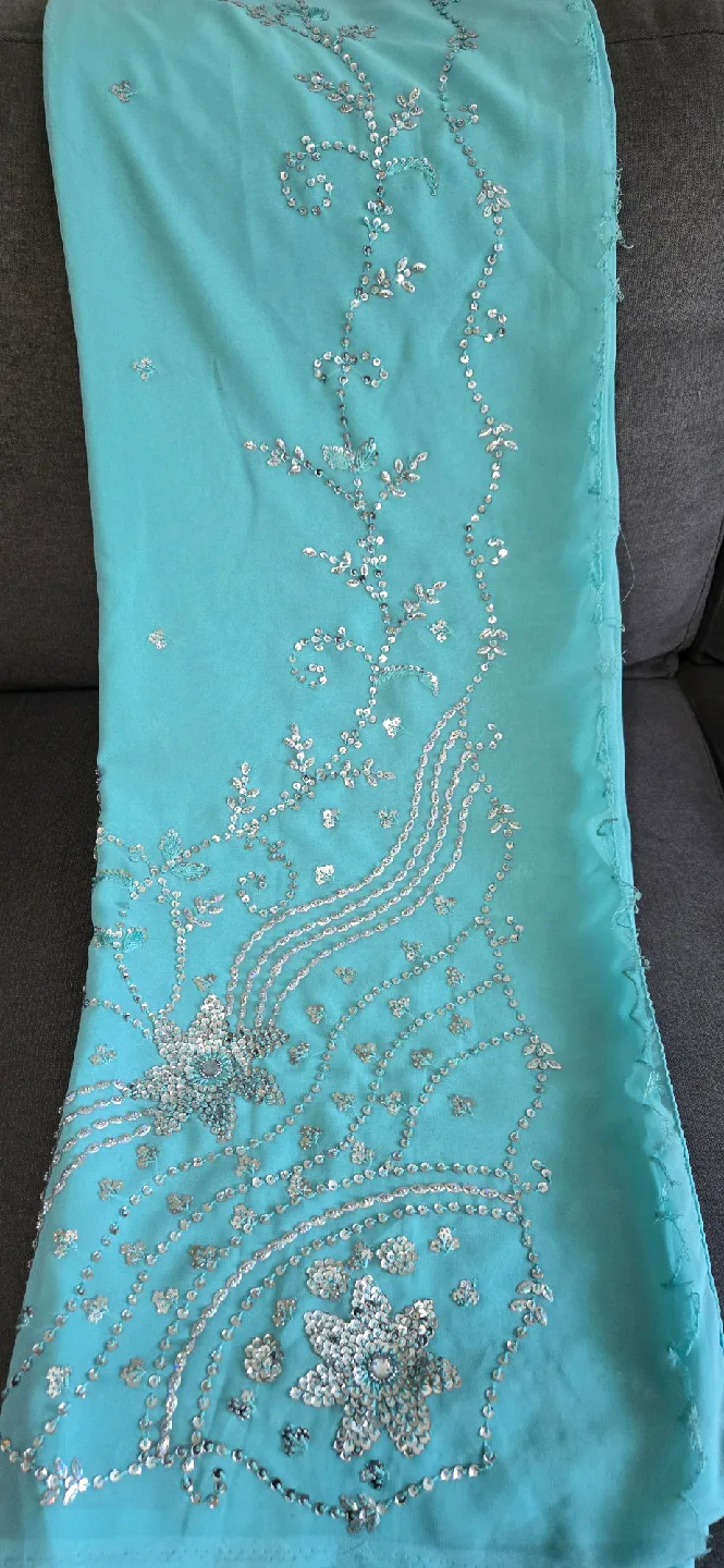 Light Blue Sequin Sari thumbnail