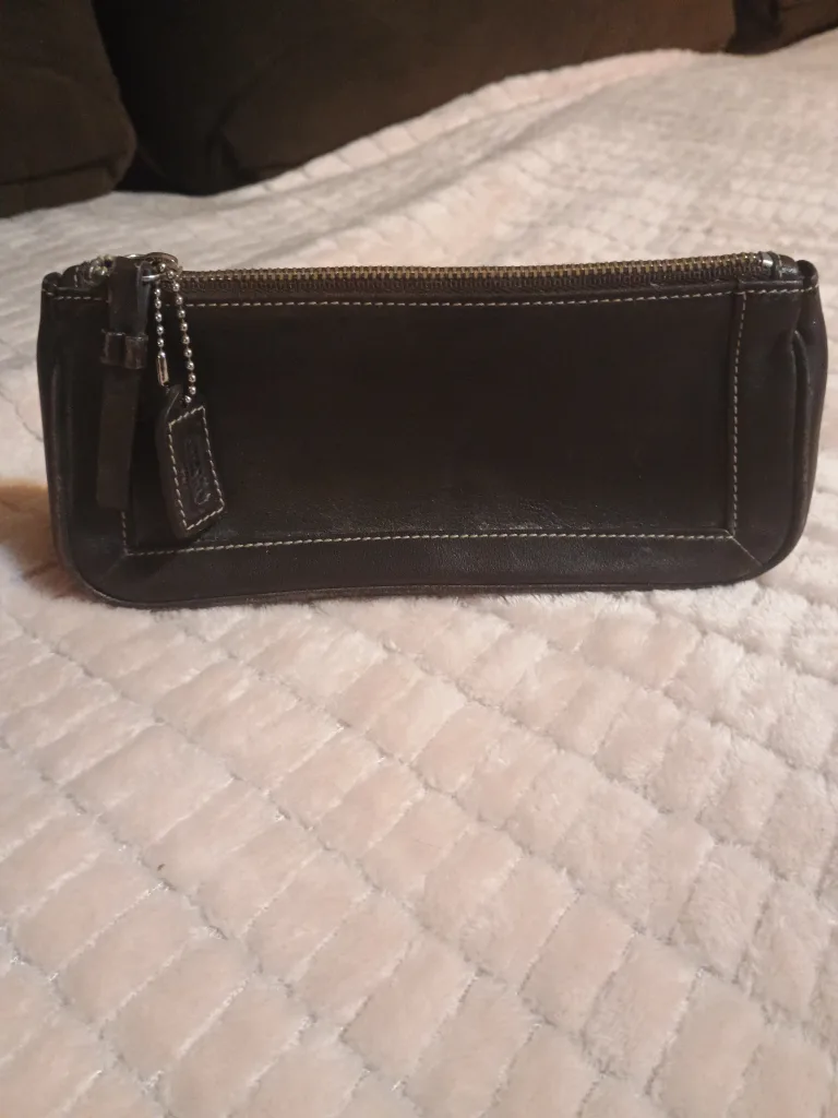 Coach Brown Leather Wristlet thumbnail