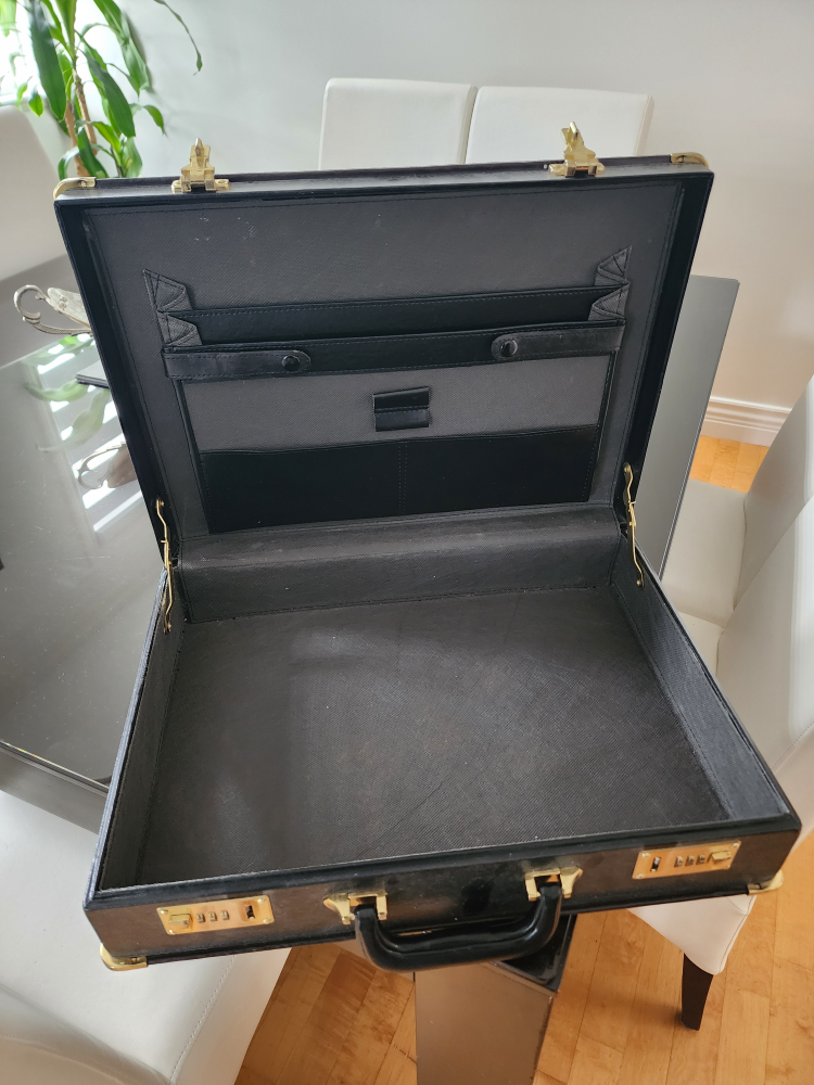 Black Leather Briefcase with Combination Locks