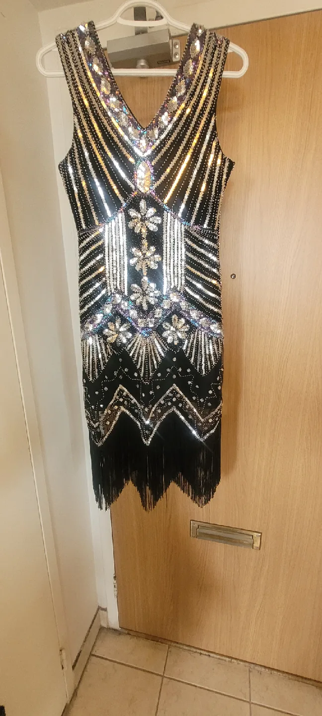 Flapper Dress - Black, Silver, Beaded image indicator(3)