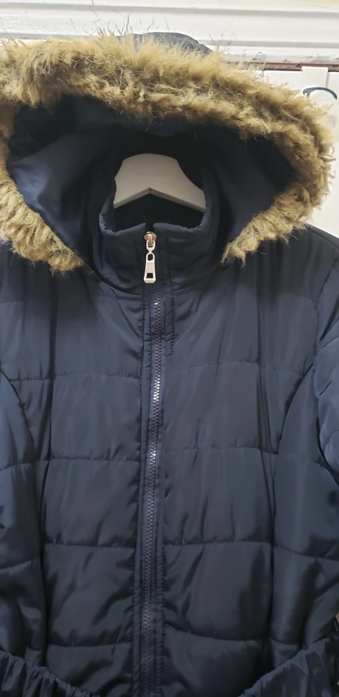 Black Puffer Coat with Fur Hood - photo 2