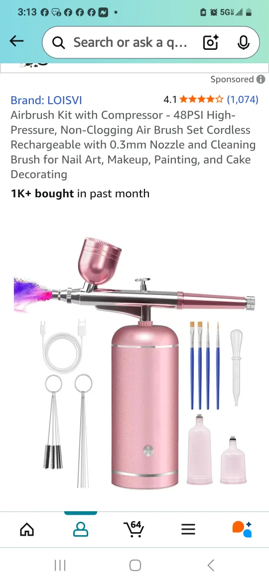LOISVI Pink Airbrush Kit with Compressor image indicator(2)