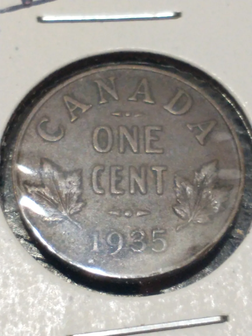 1935 VF Canadian One Cent Coin KM #28, my #2012-1271 in cb16 thumbnail