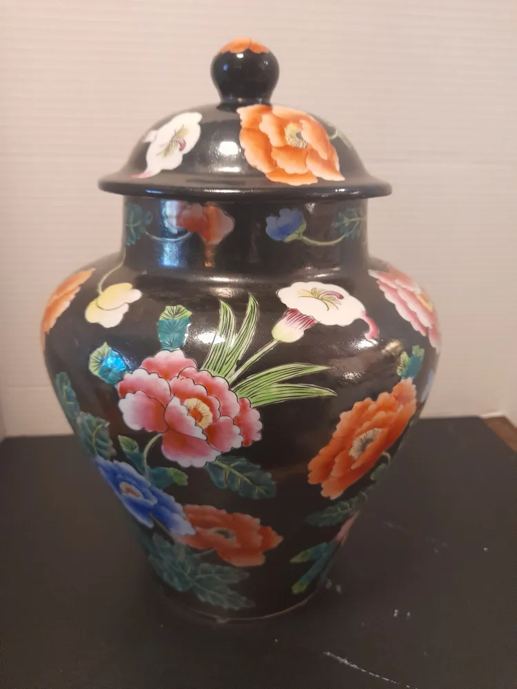 Floral Ceramic Vase with Lid thumbnail