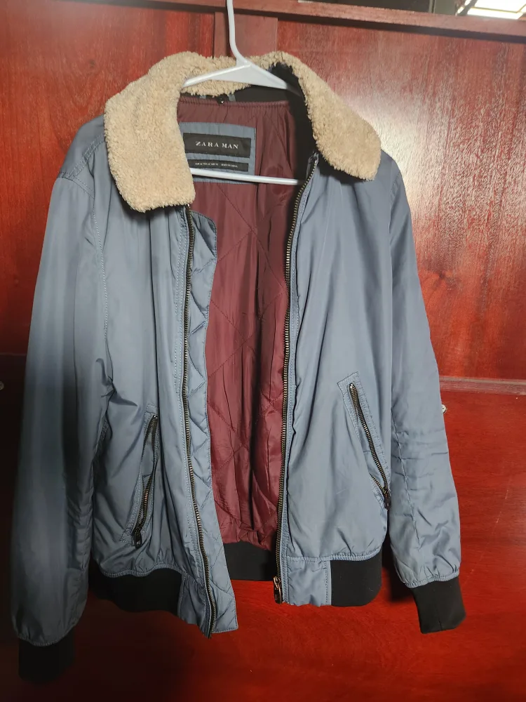 Zara Man Blue Bomber Jacket - Size M image indicator(5)