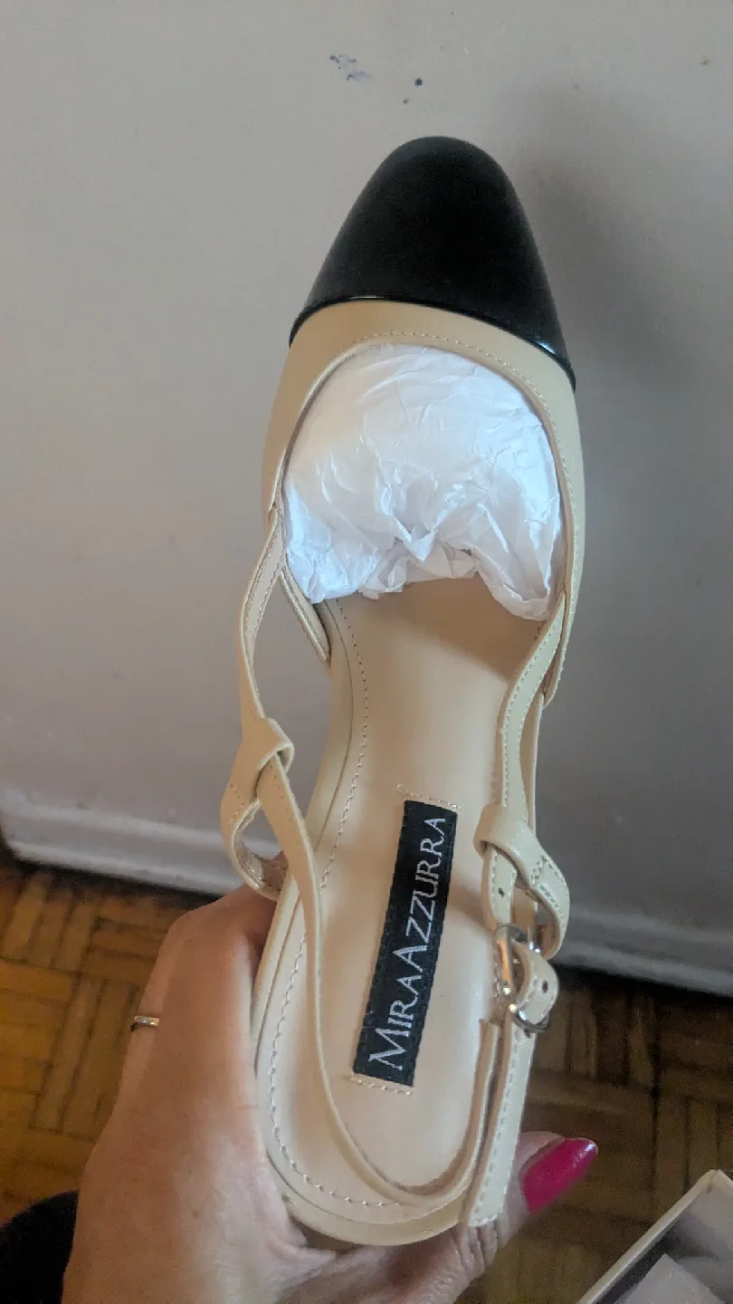 Mira Azzurra Nude Slingback Heels - Size 7 - New in Box! thumbnail