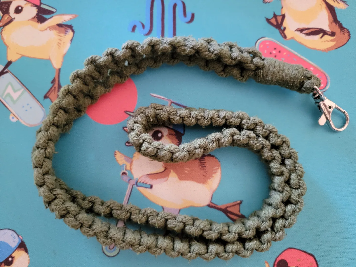 🥕 Handmade Braided Lanyard - Olive Green thumbnail