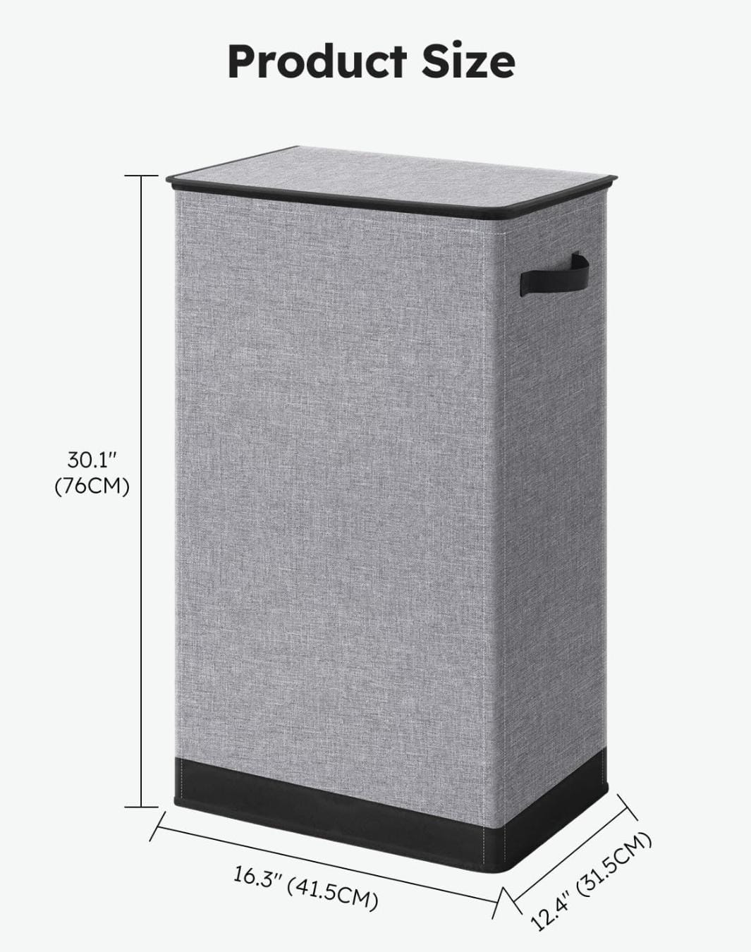 Laundry Hamper with Lid + Removable Laundry Bag, Grey