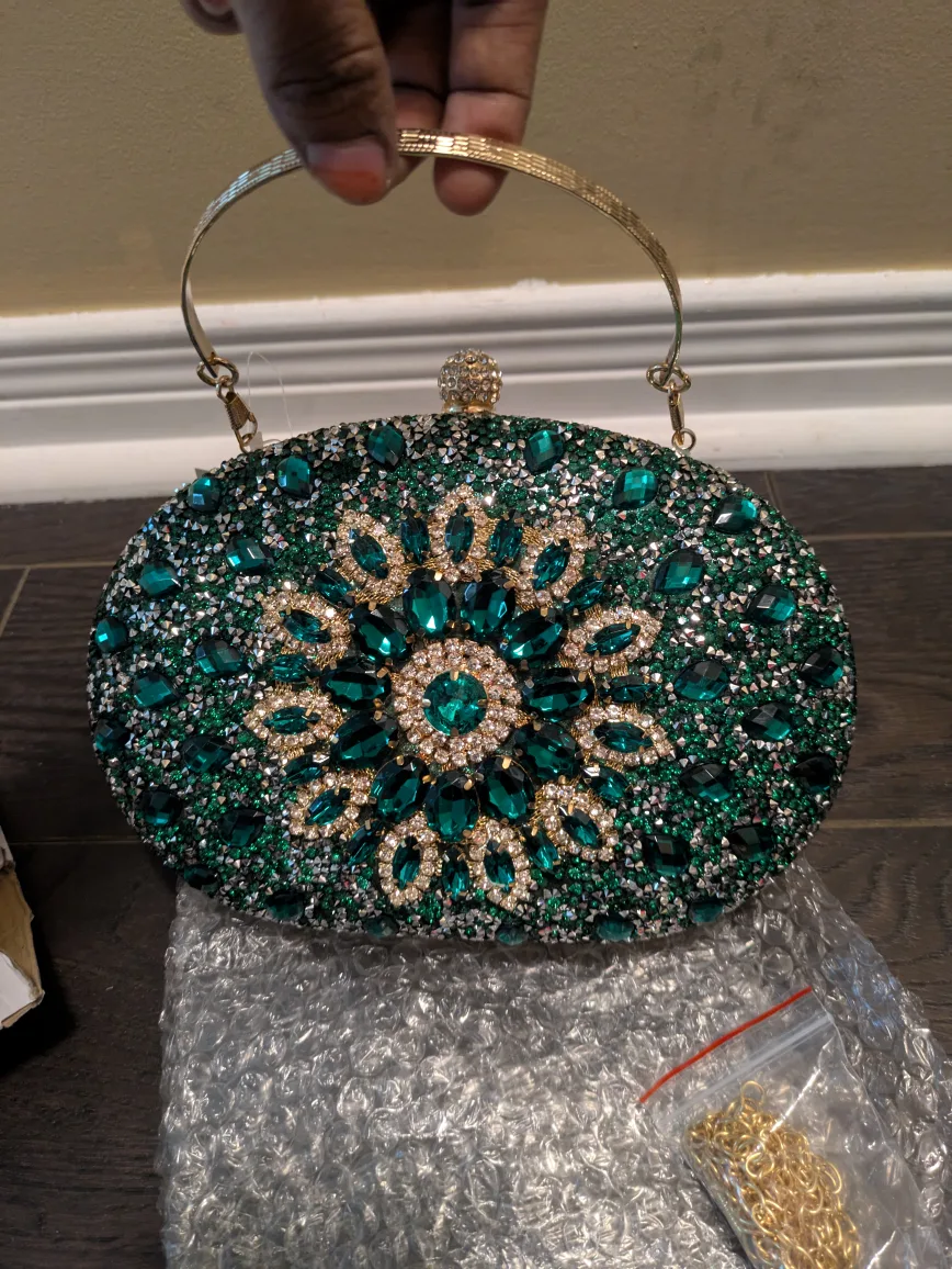 brand new Green Embellished Evening Clutch image indicator(9)