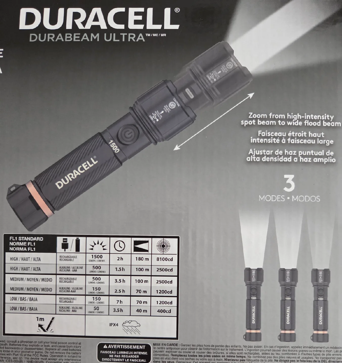 Duracell Hybrid LED Flashlight  1500 Lumens image indicator(3)