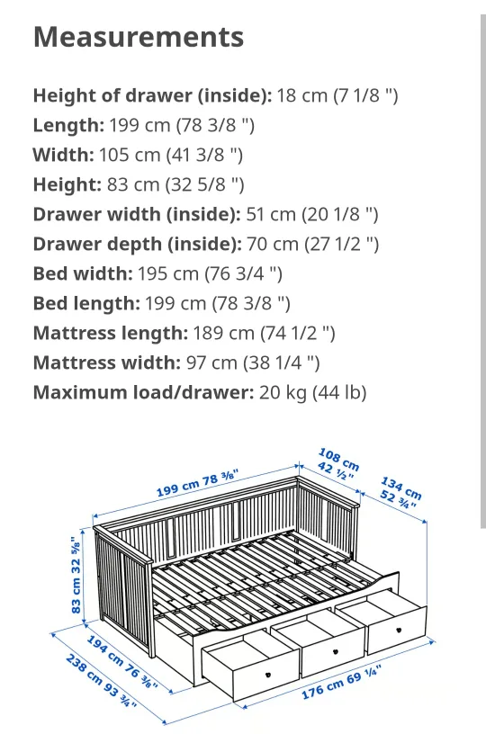 Bed  HEMNES bed with 3 drawers, Twin image indicator(7)